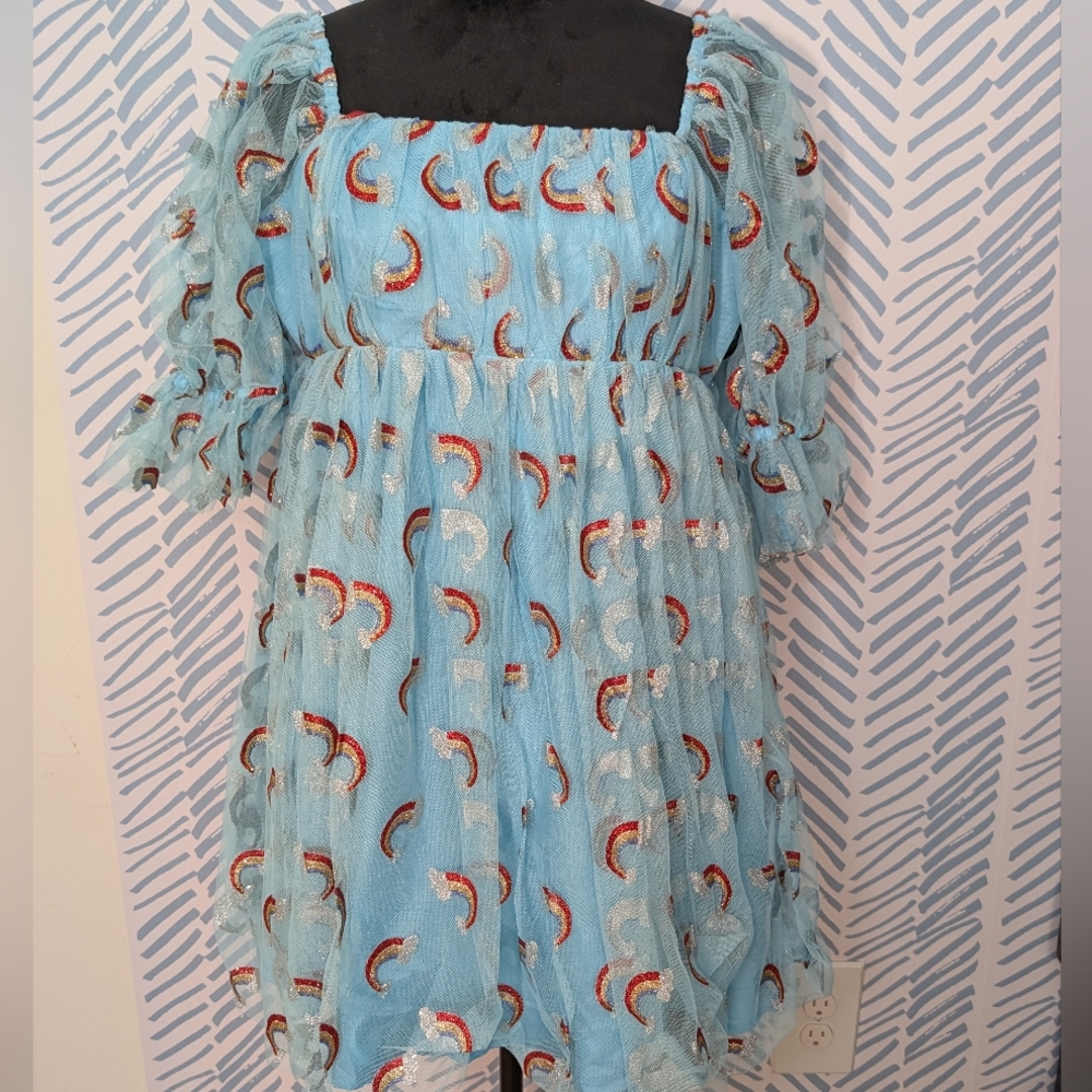 Smak Parlour - Pride Sky Blue & Glitter Rainbow Dress 🌈